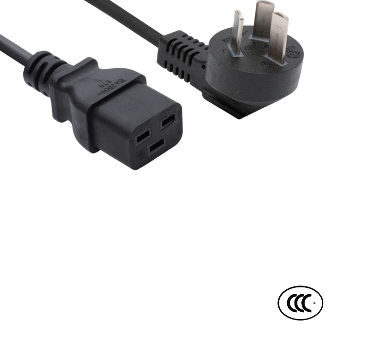 C3-16+ST6 16A 250V Čínska štandardná vysokoprúdová 90-stupňová kolenová zástrčka s IEC konektorom C19