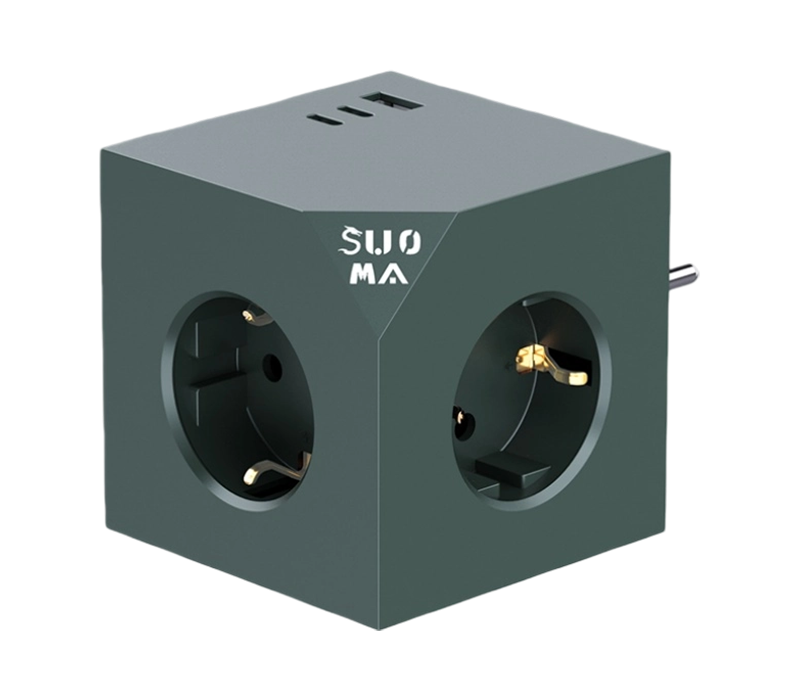 E24 Plug-In Cube Power Strip s 3 zásuvkami v európskom štýle, 1 USB-A portom a 2 USB-C portom